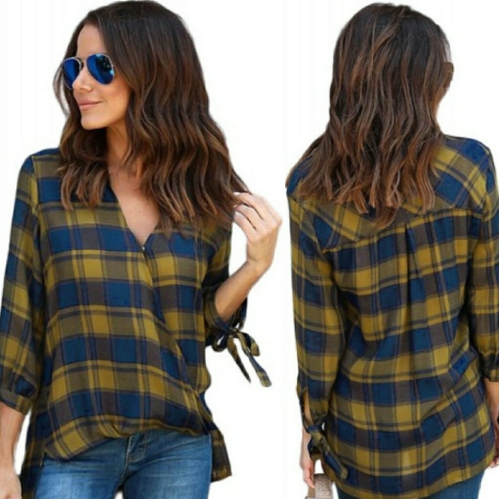 Mustard and Blue Blouse